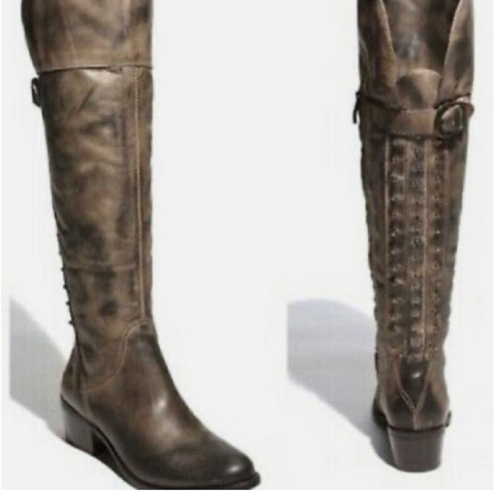 💋VINCE CAMUTO, Bilco Antique Coal studded riding boots - size 8